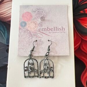 Embellish Silver Birdcage Drop Earrings